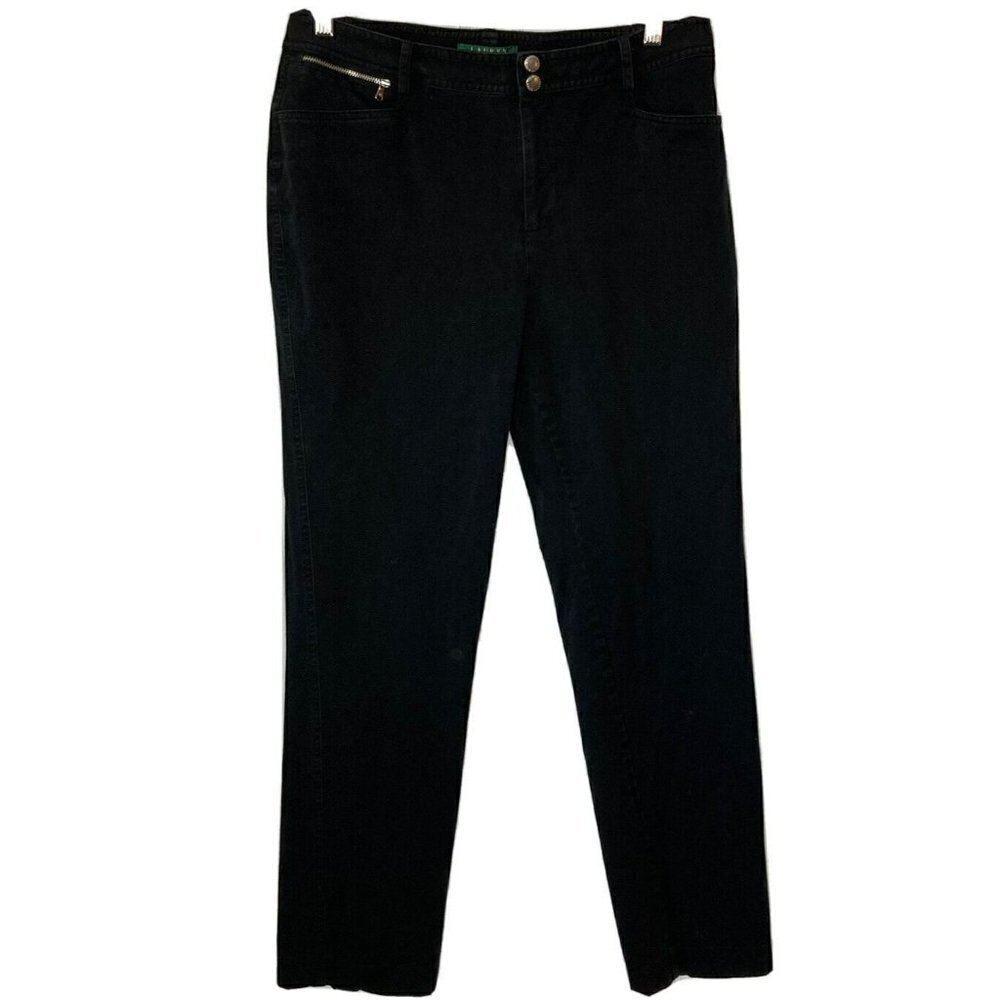 Lauren Ralph Lauren Pants‎ 10 Black Zipper Pocket Slim Stretch Denim Classic